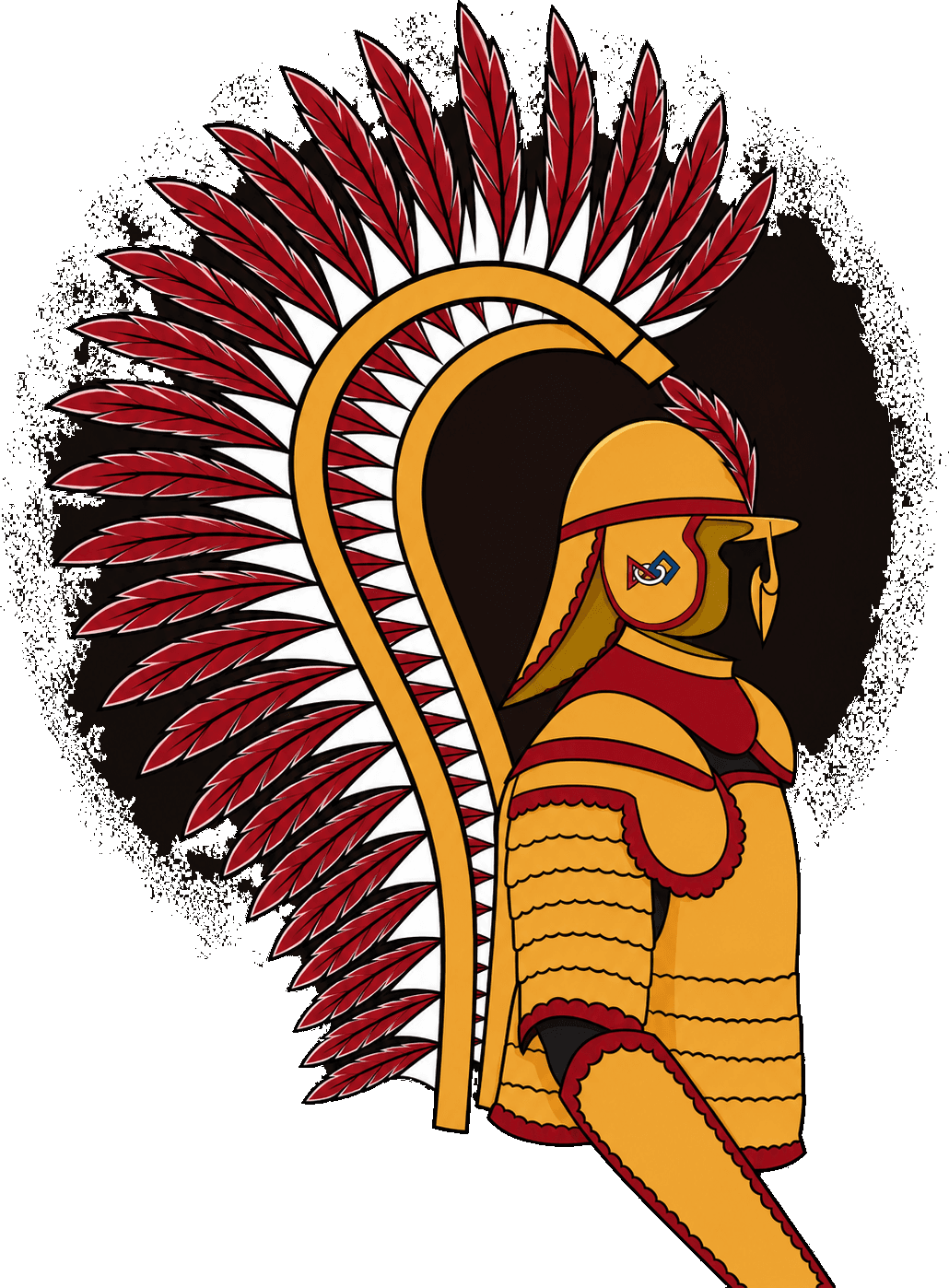 Winged Hussars mascot — a Polish hussar in gold armor with crimson feathered wings